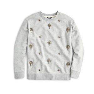 J.Crew Gray Embellished Chandelier Sweatshirt